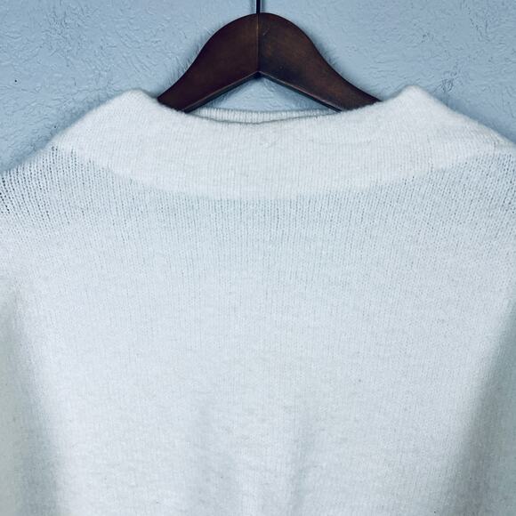 Cable Stitch Sweater Crewneck Slouchy Oversized Long Sleeve Soft Cream - XS - Picture 2 of 5